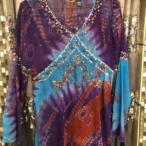 Phool multicolored sequin sheer top L